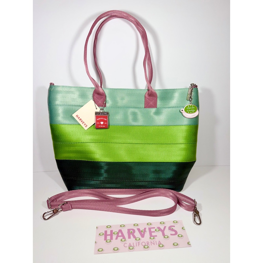 NWT Harveys Seatbelt Bag Love Me So Matcha Medium Streamline Tote MST Green Pink - Picture 1 of 13